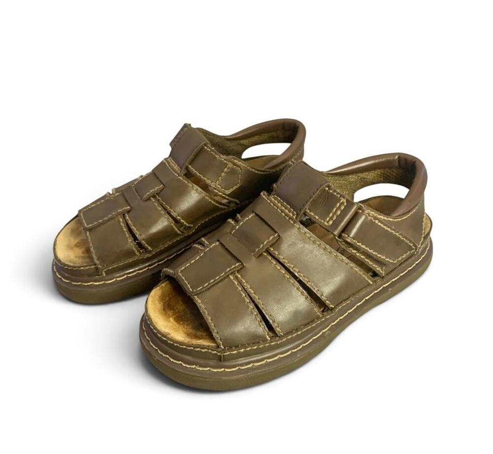 Vintage 90s Lower East Side Chunky Fisherman Sandals Brown Platform Y2K 7.5W